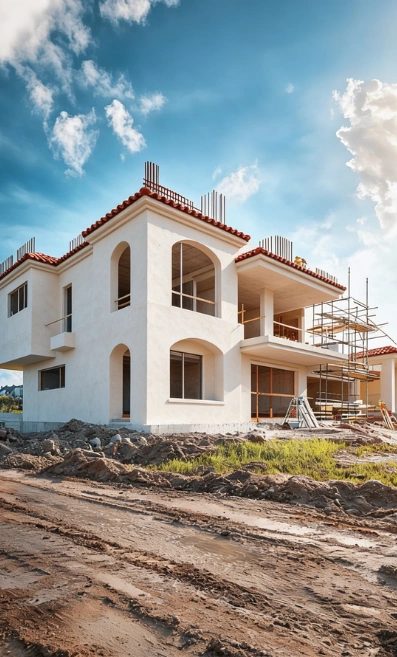 Residential construction project in progress with scaffolding in Los Angeles