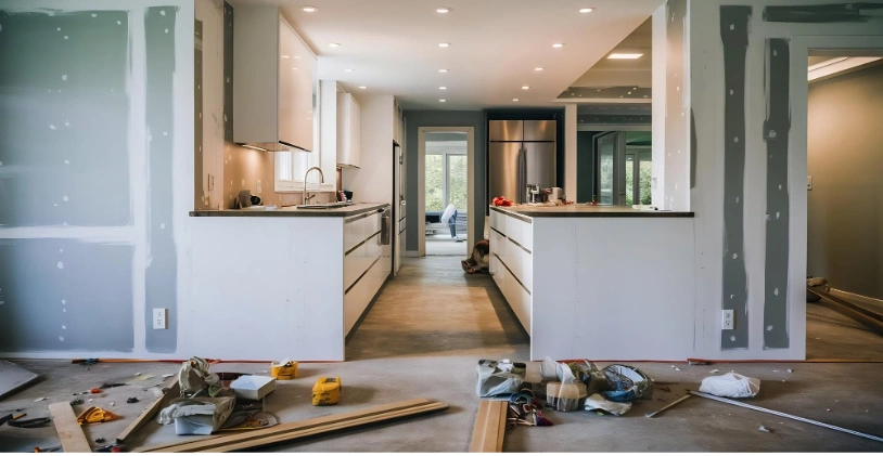Home remodeling project in progress with kitchen renovation in Los Angeles